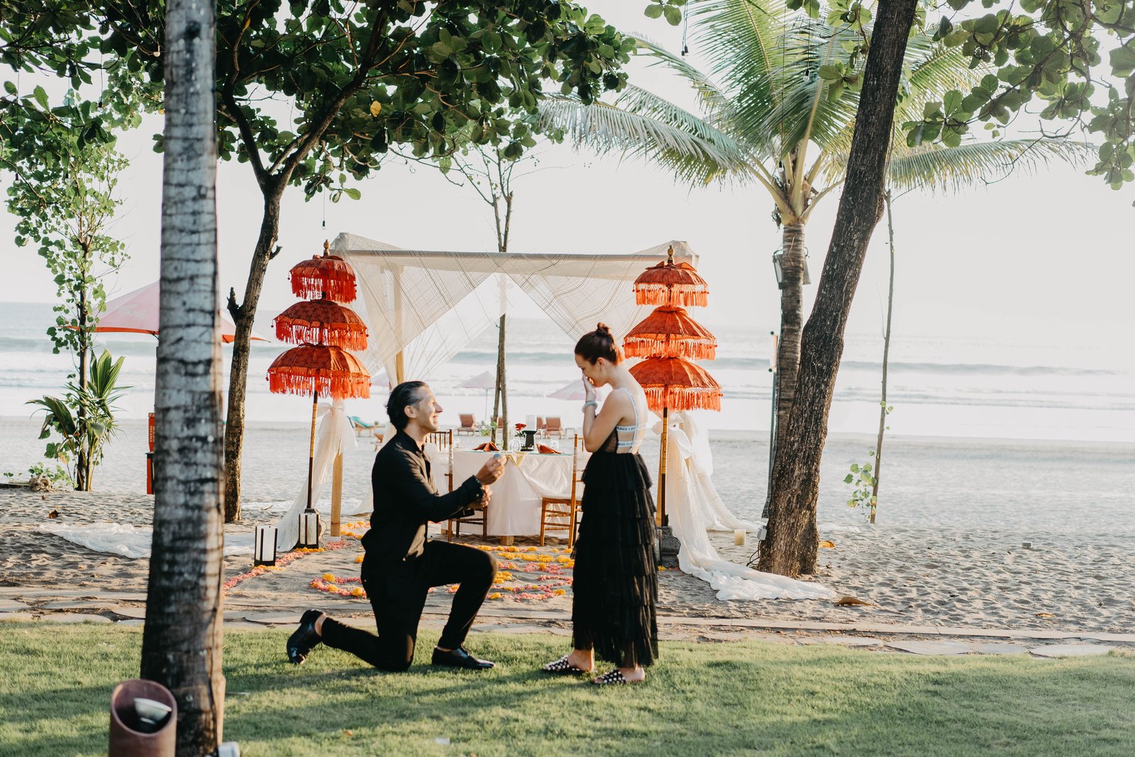 Couple during a romantic marriage proposal